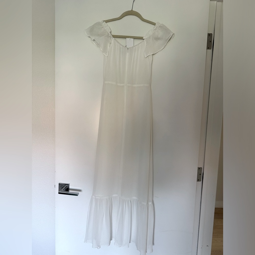 Reformation White Off-Shoulder Midi Dress - Picture 2 of 4